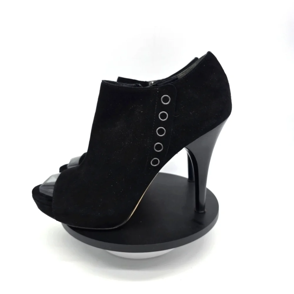 Via Spiga Shoes Women's 8.5 M black Suede Peep-Toe High-Heeled